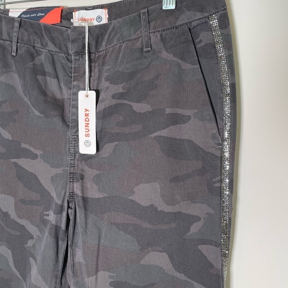 Sundry For Anthropologie Camo Le Soleil Pants Womens Sz 27 Crystal Stripe $198 - Picture 6 of 16
